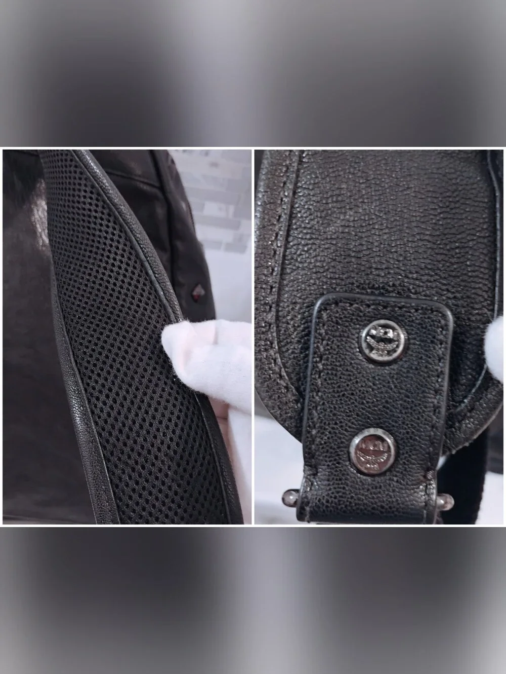 EUC MCM Studded Leather Backpack - Black